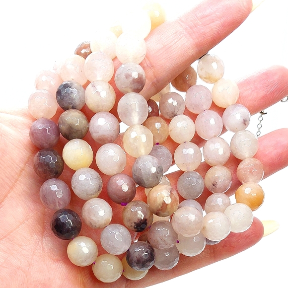 10mm Faceted Golden Violet Jade Bracelets - Picture 2 of 2